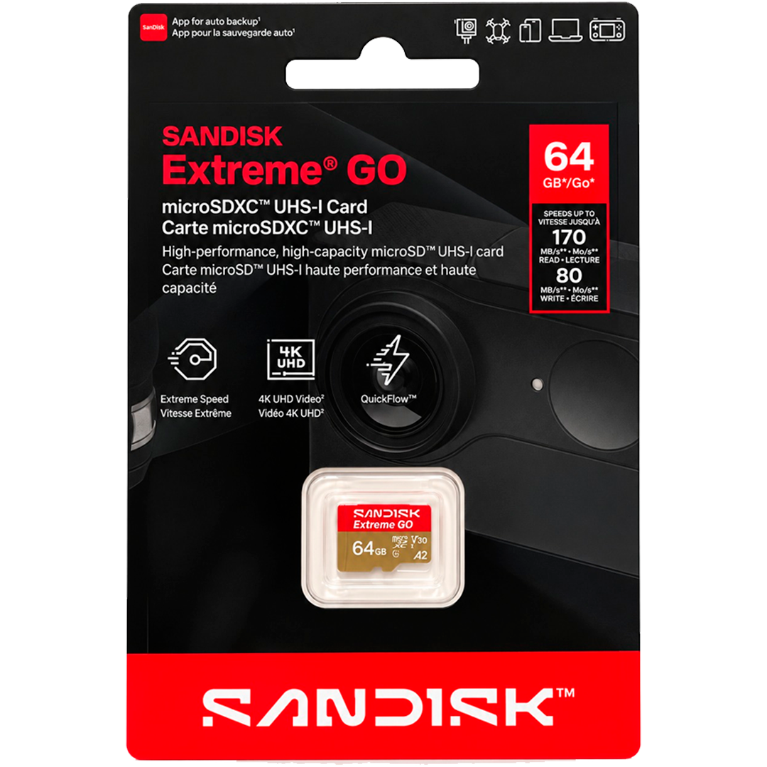 MICRO SD SANDISK 64GB 170 MB/s EXTREME GO