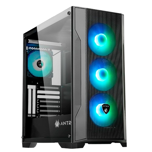 CASE GAMER, ANTRYX, FX 710 BLACK, ARGB FAN X4 TIPO C ATX MESH SIN FUENTE BLACK